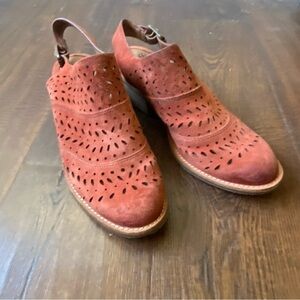 Sofft Alyse Slingback Cutout Suede Slip On Boho Ankle Boots Rust Orange SZ 7.5